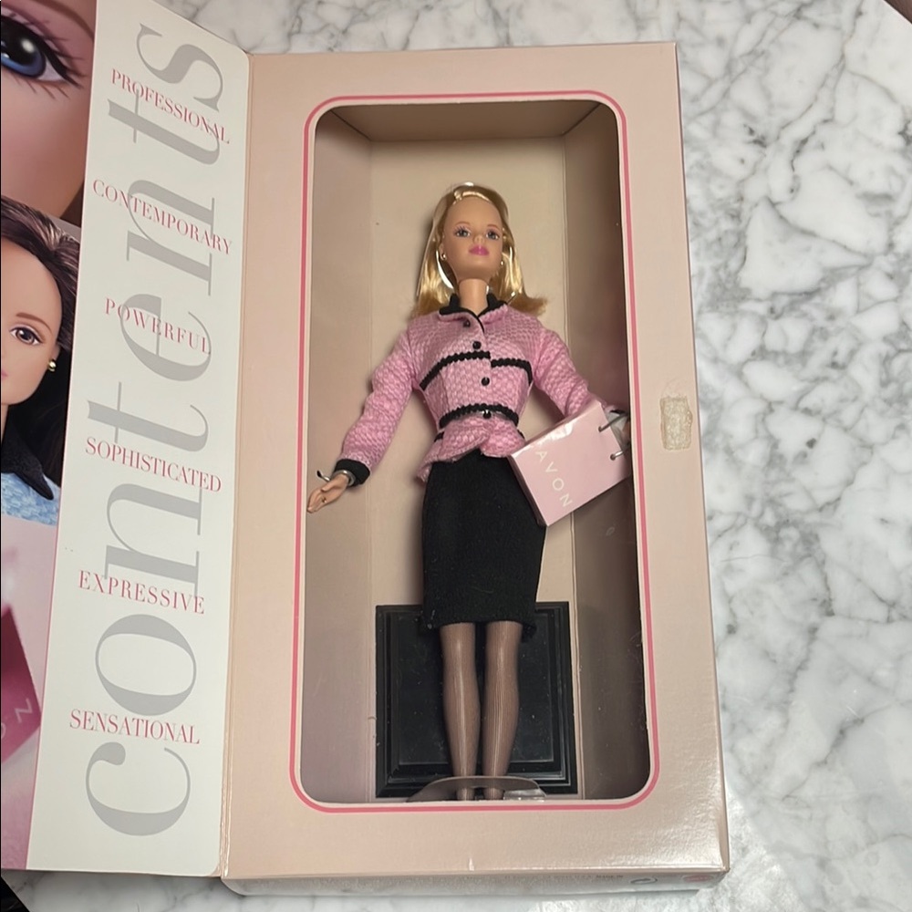1998 Avon Representative Barbie Doll in Pink and Black Outfit